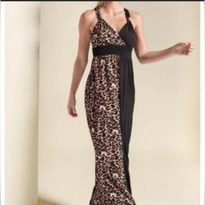 Lascana Venus half Animal Print half Black Maxi Criss Cross Bust & Elastic Waist